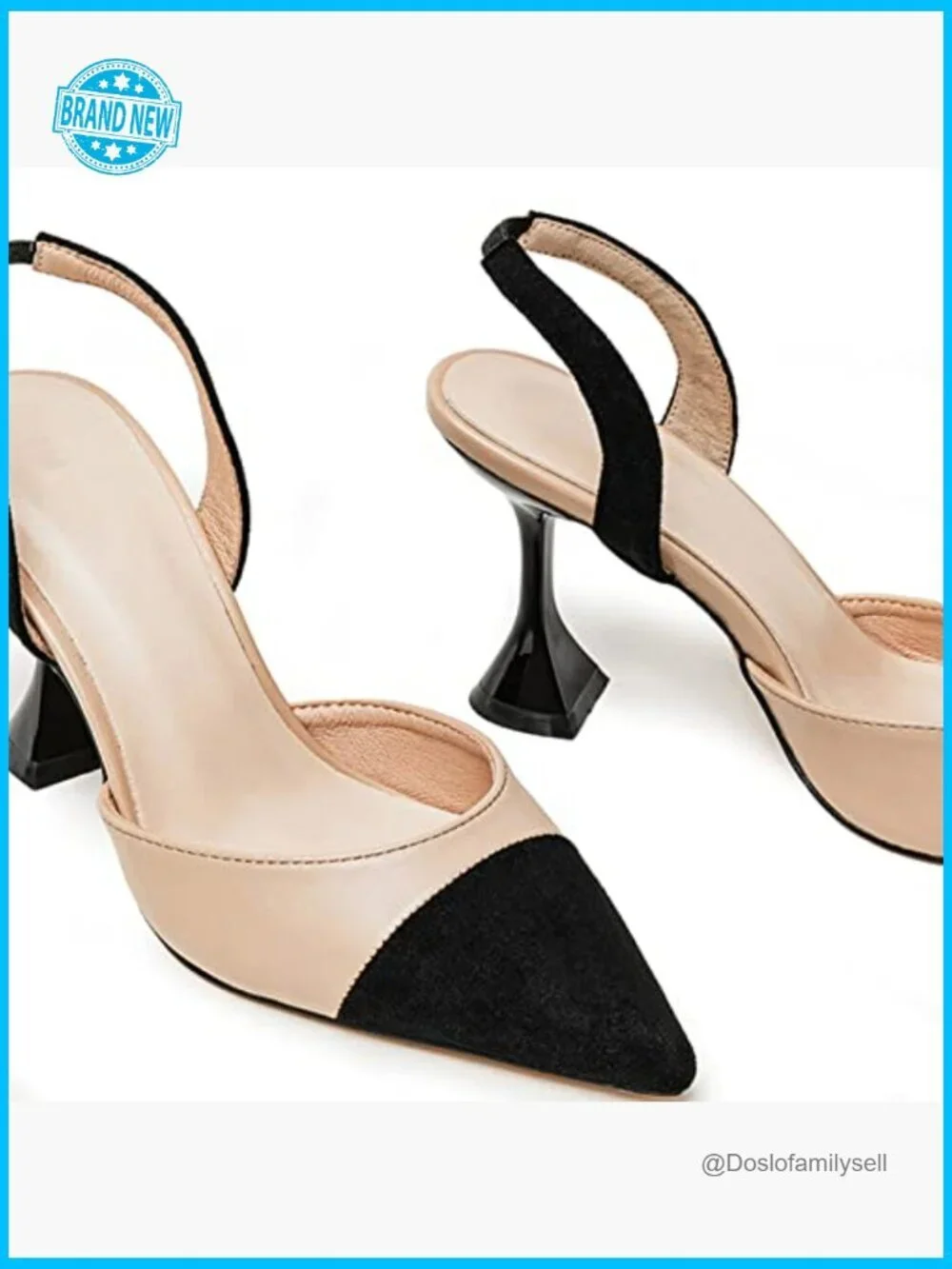 Pointed Toe Slingback Pumps Stiletto Heels Patchwork Dress Party Shoes